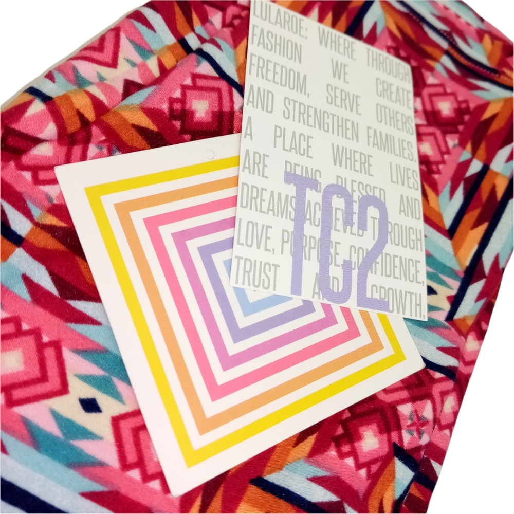 Lularoe Pink Aztec Leggings TC2 - Picture 3 of 8